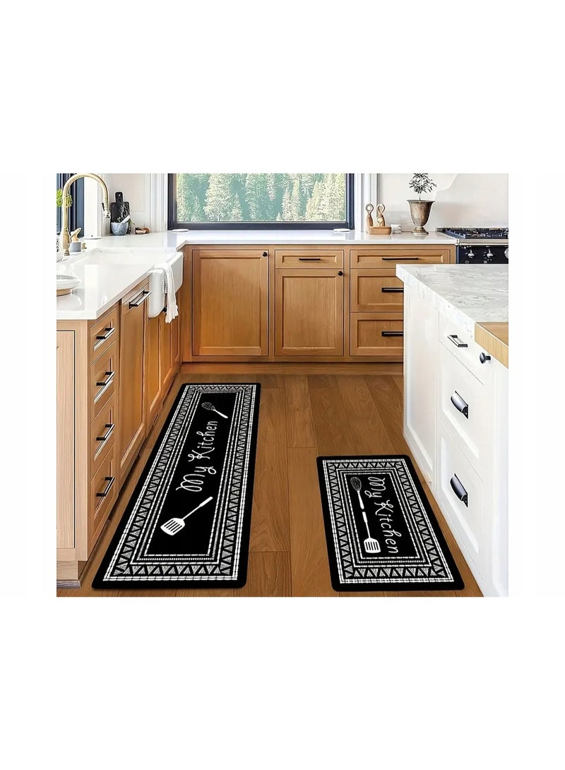 توشيونيكس سجادة متعددة الاستخدامات 2 في 1 للمطبخ (عبوة من قطعتين) | سجادة جانبية للسرير | سجادة أرضية مانعة للانزلاق لغرفة النوم وغرفة المعيشة والمدخل | سجادة ناعمة ماصة ومضادة للانزلاق (40 × 60 سم و40 × 120 سم) - Image 5